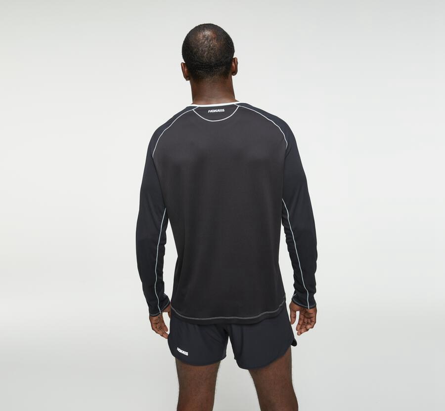 Hoka One One Top Herre - Performance Lang Sleeve - Blå/Sort - 084953DNU